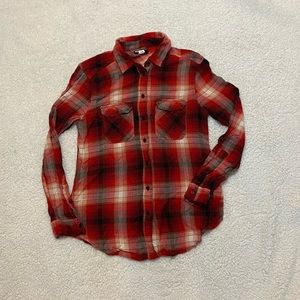 BDG Urban Outfitters Plaid Red Tartan Long Sleeve Button Front Blouse  Rayon XS